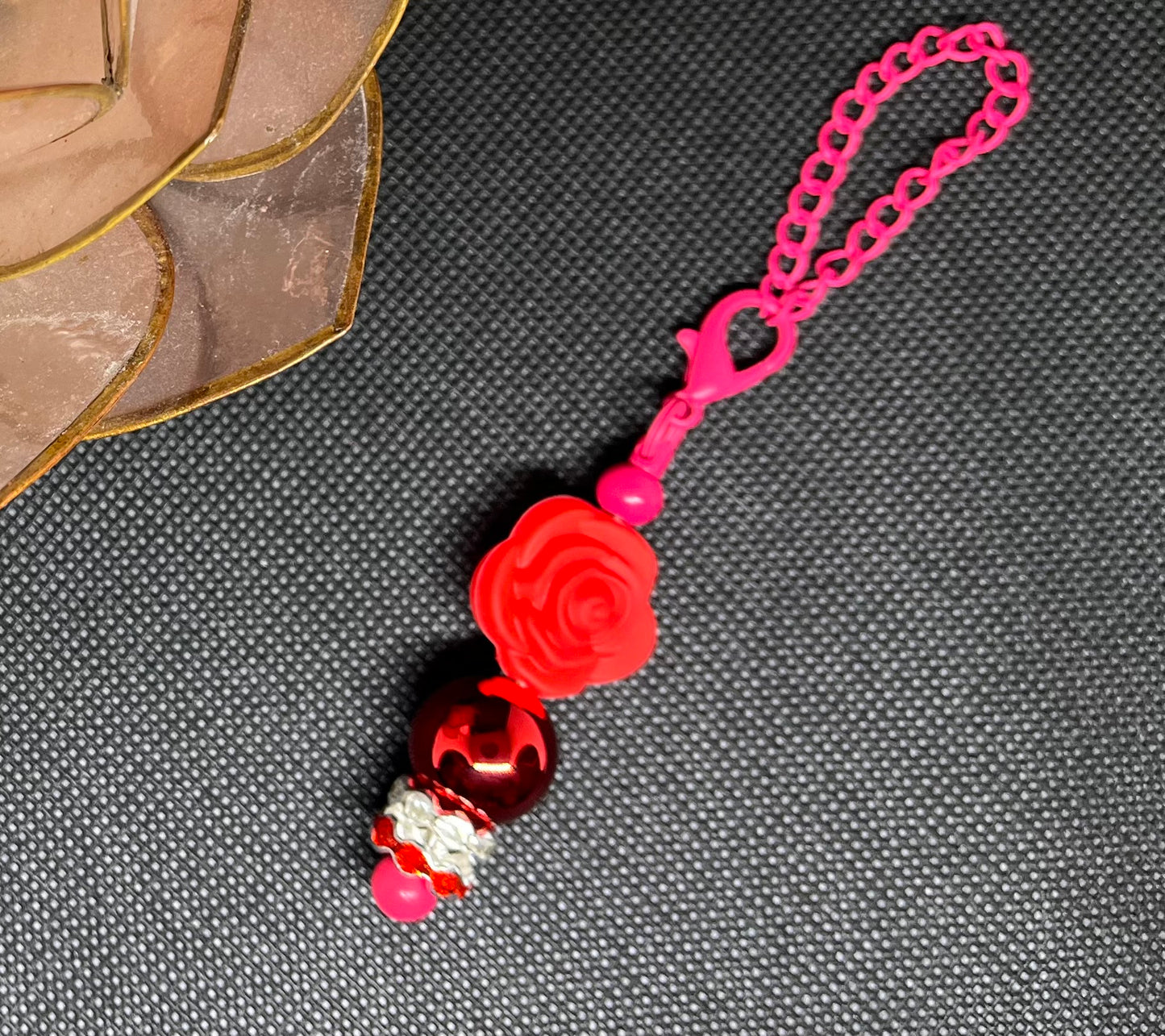 Red Rose Beaded Tumbler Charm