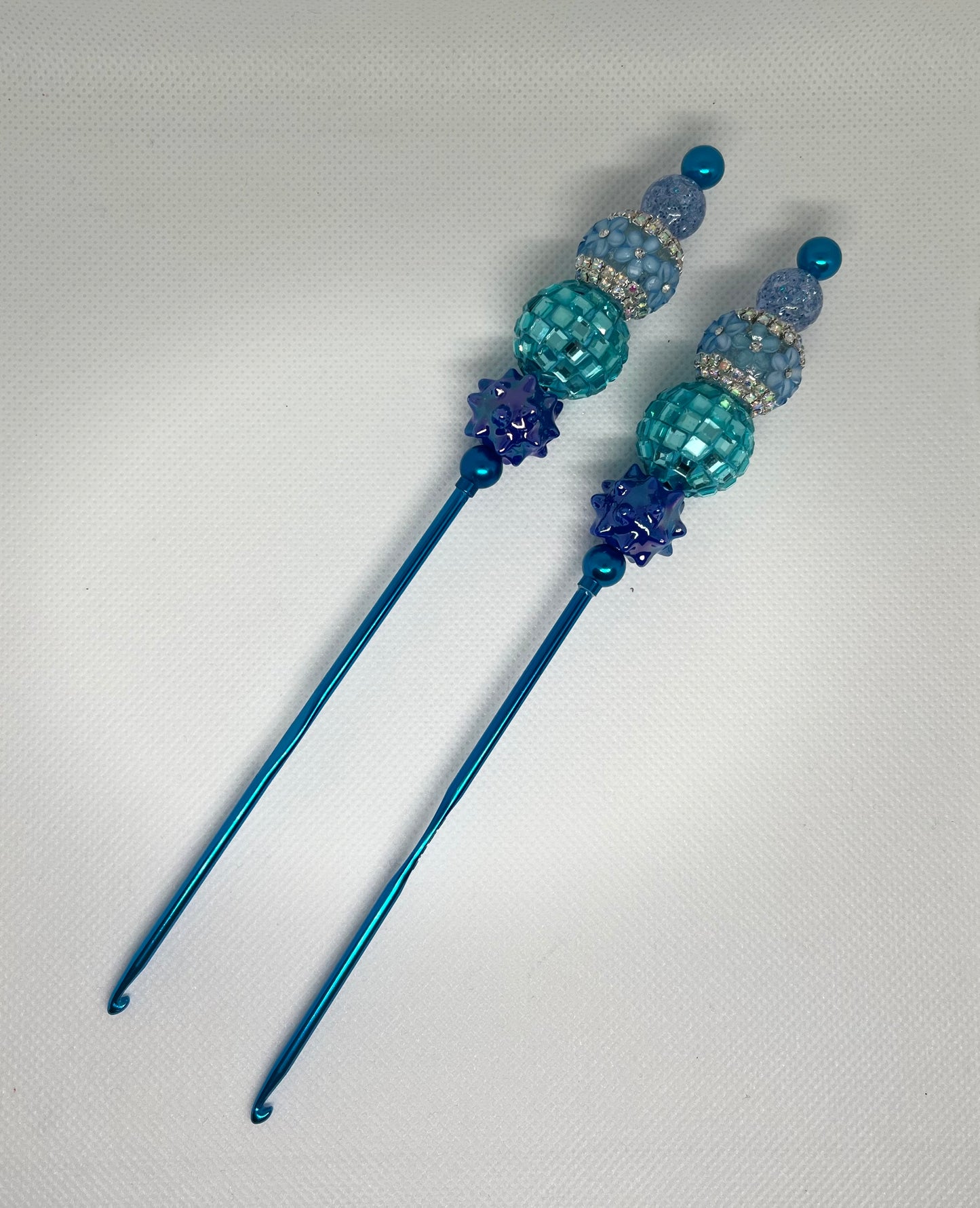 Blue Crochet Beaded Hook Set