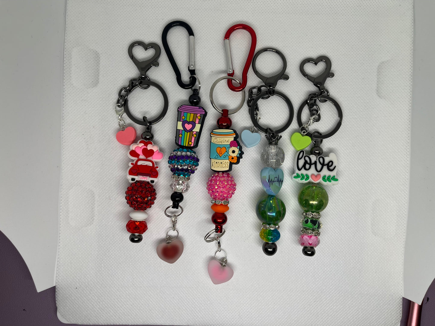 Valentines Day Beaded Keychain #1