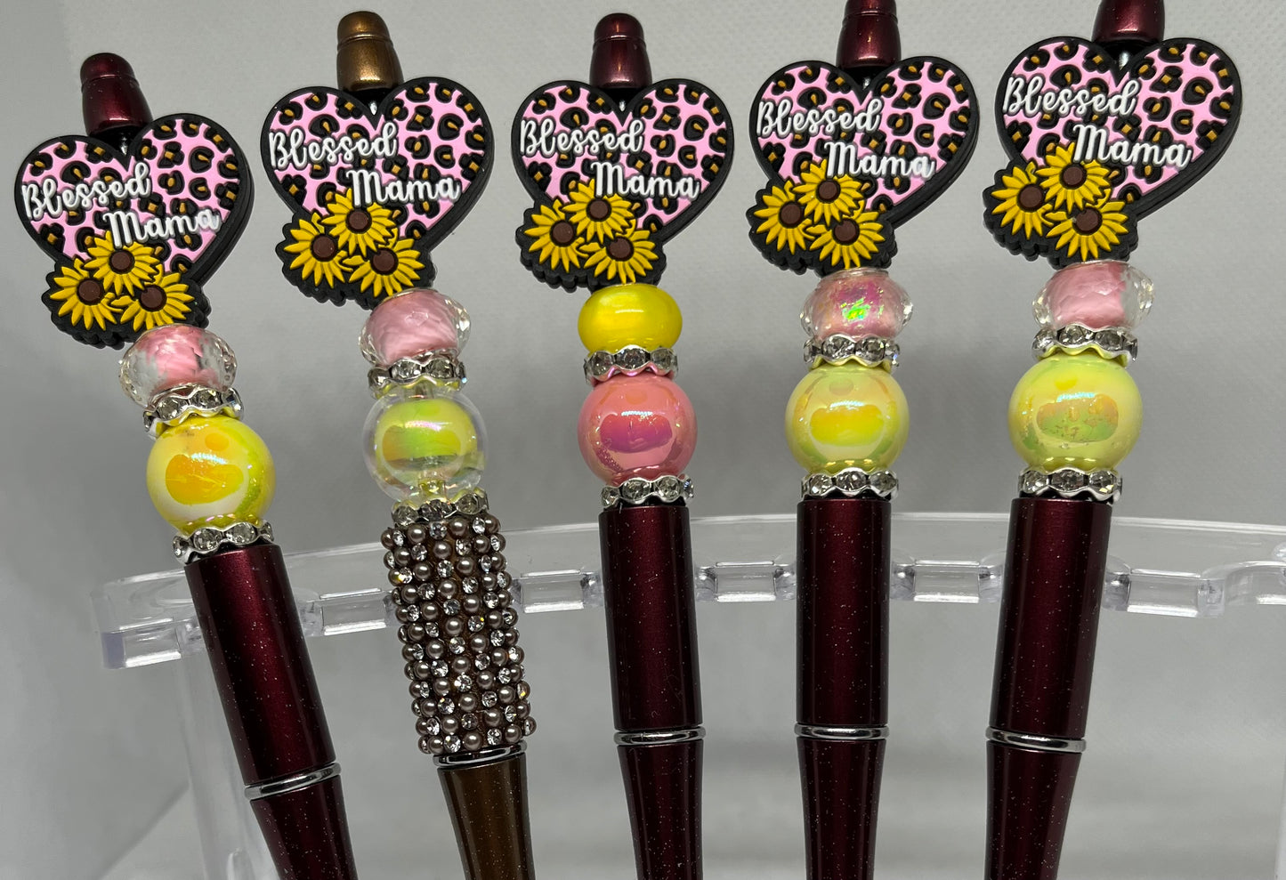 Sunflower Blessed Mom Beaded Pen