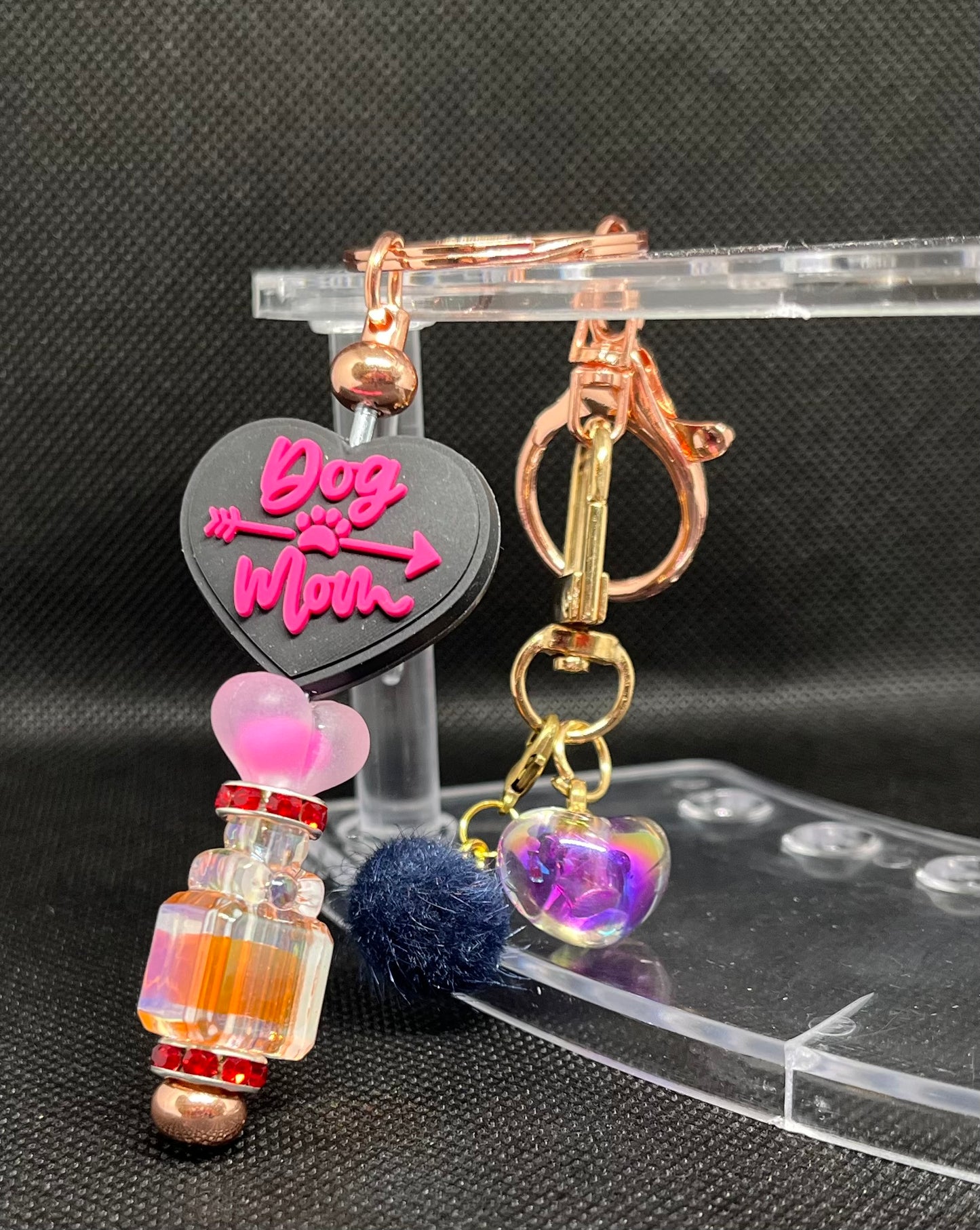 Dog Mom Beaded Keychain