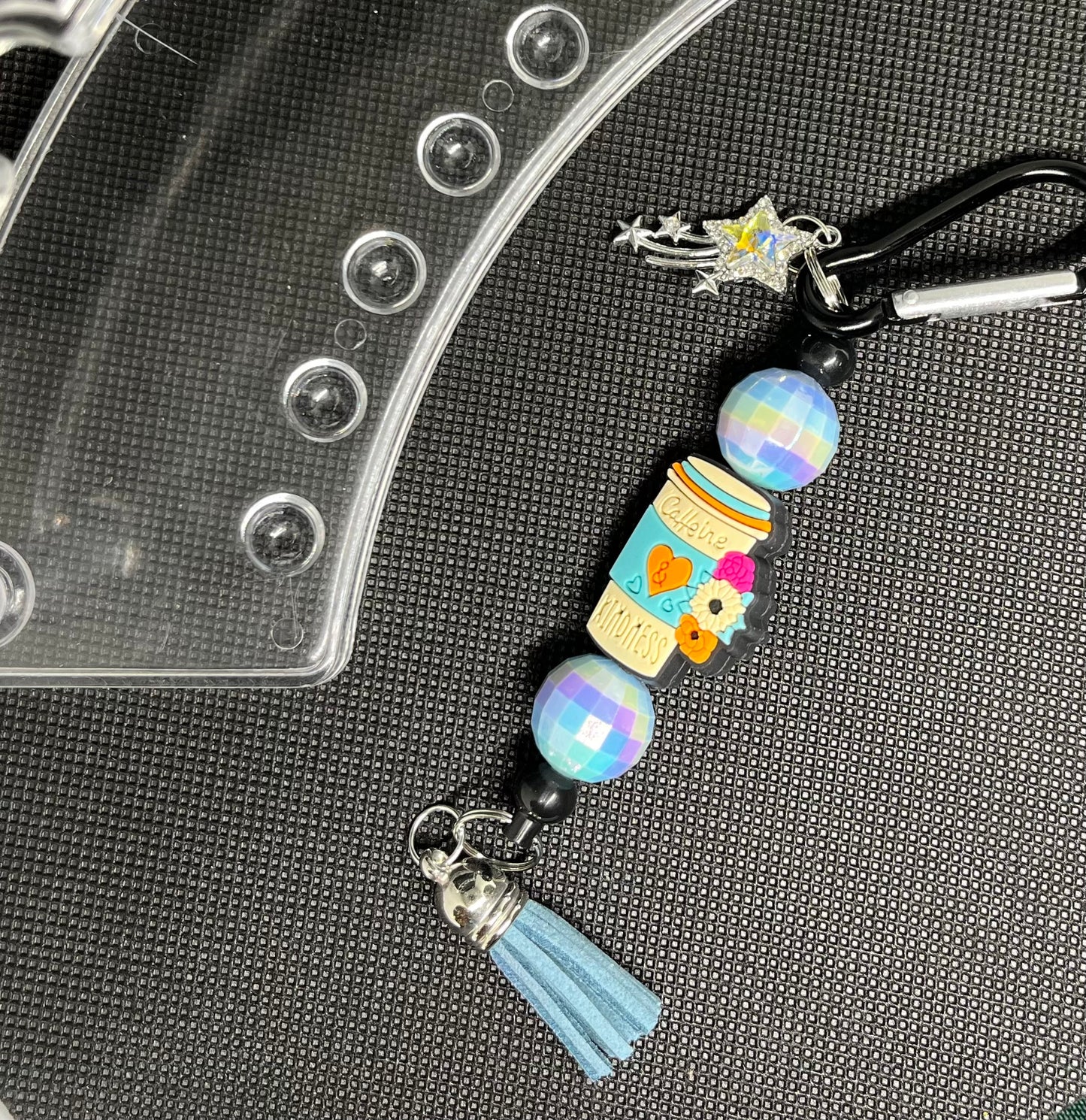 Disco Latte Beaded Keychain