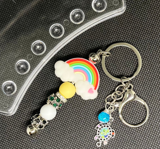 Rainbow Beaded Keychain