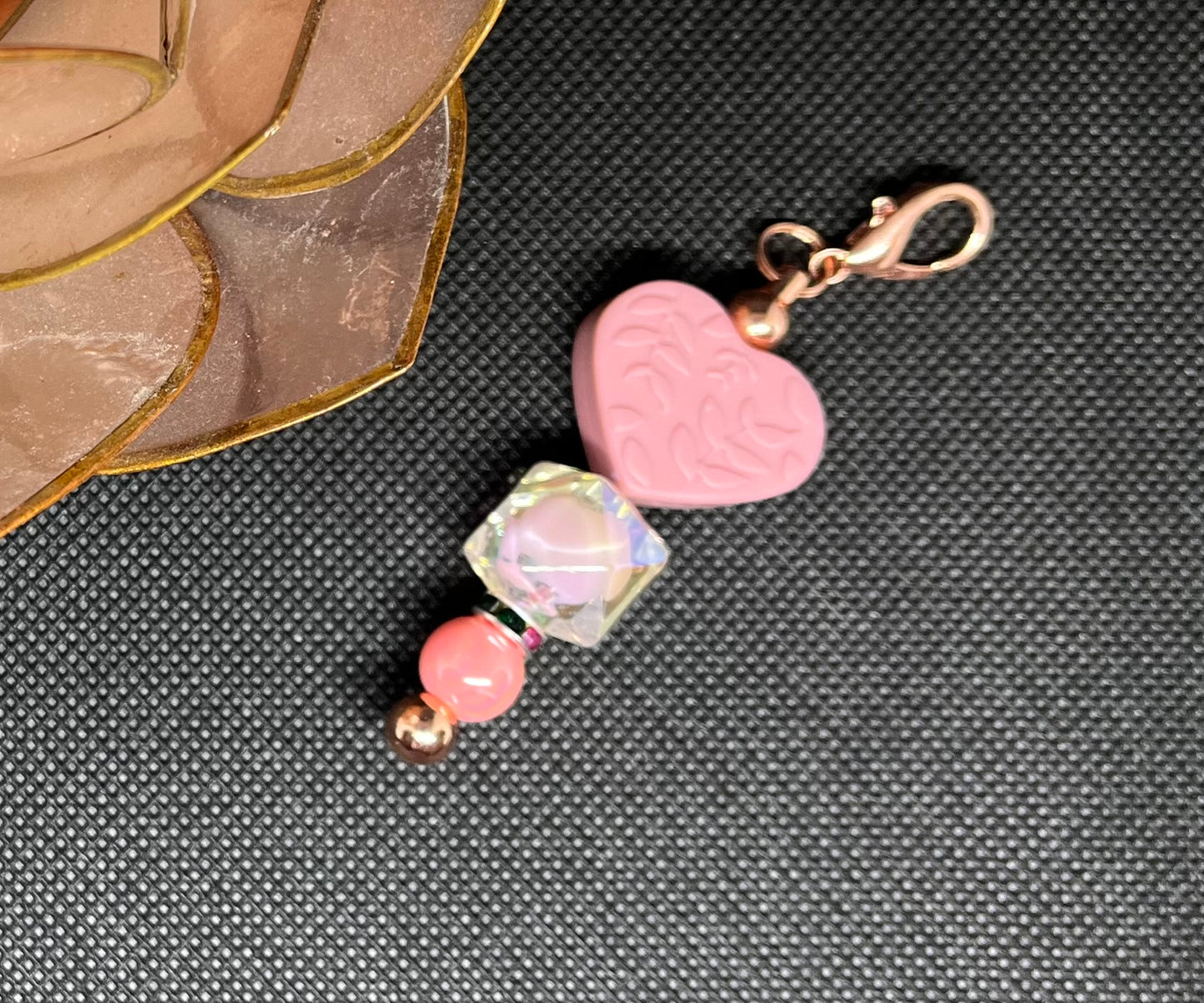 Pink Heart Beaded Charm