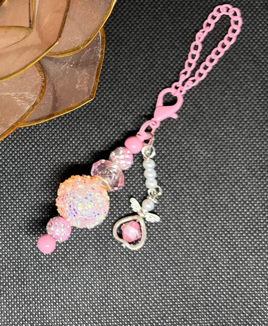 Frosted Pink Beaded Tumbler Charm