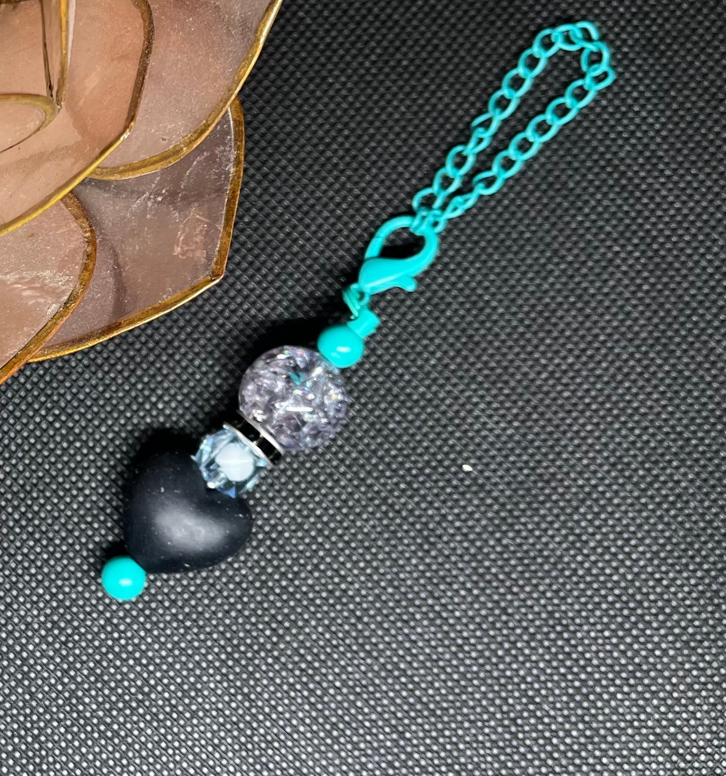 Black Heart Beaded Tumbler Charm