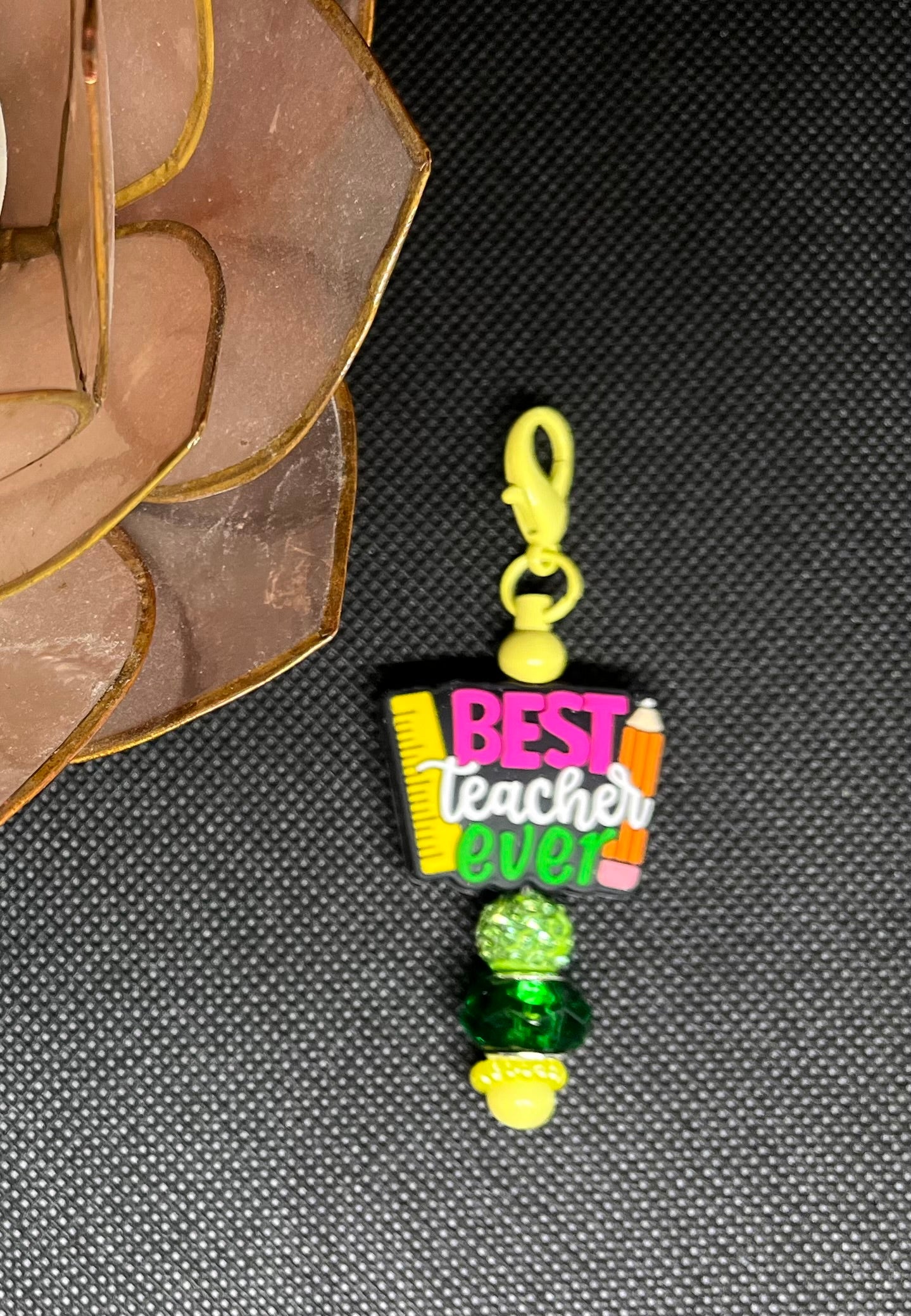 Best Teacher Ever Beaded Charm