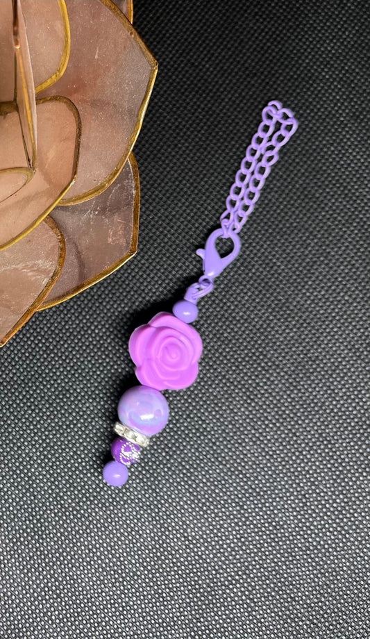 Purple Rose Beaded Tumbler Charm