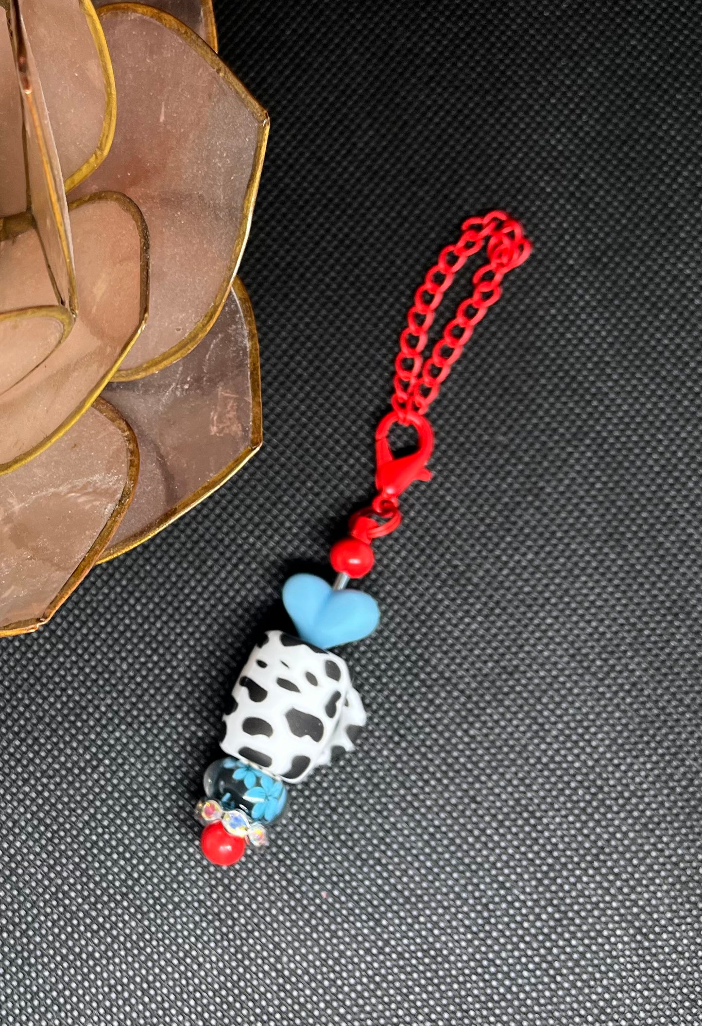 Leopard Latte Beaded Tumbler Charm