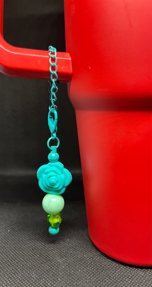 Green Rose Beaded Tumbler Charm