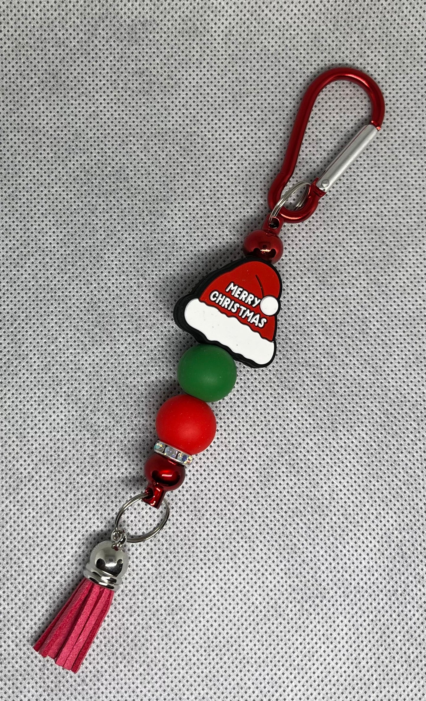 Santa Hat Beaded Carabiner