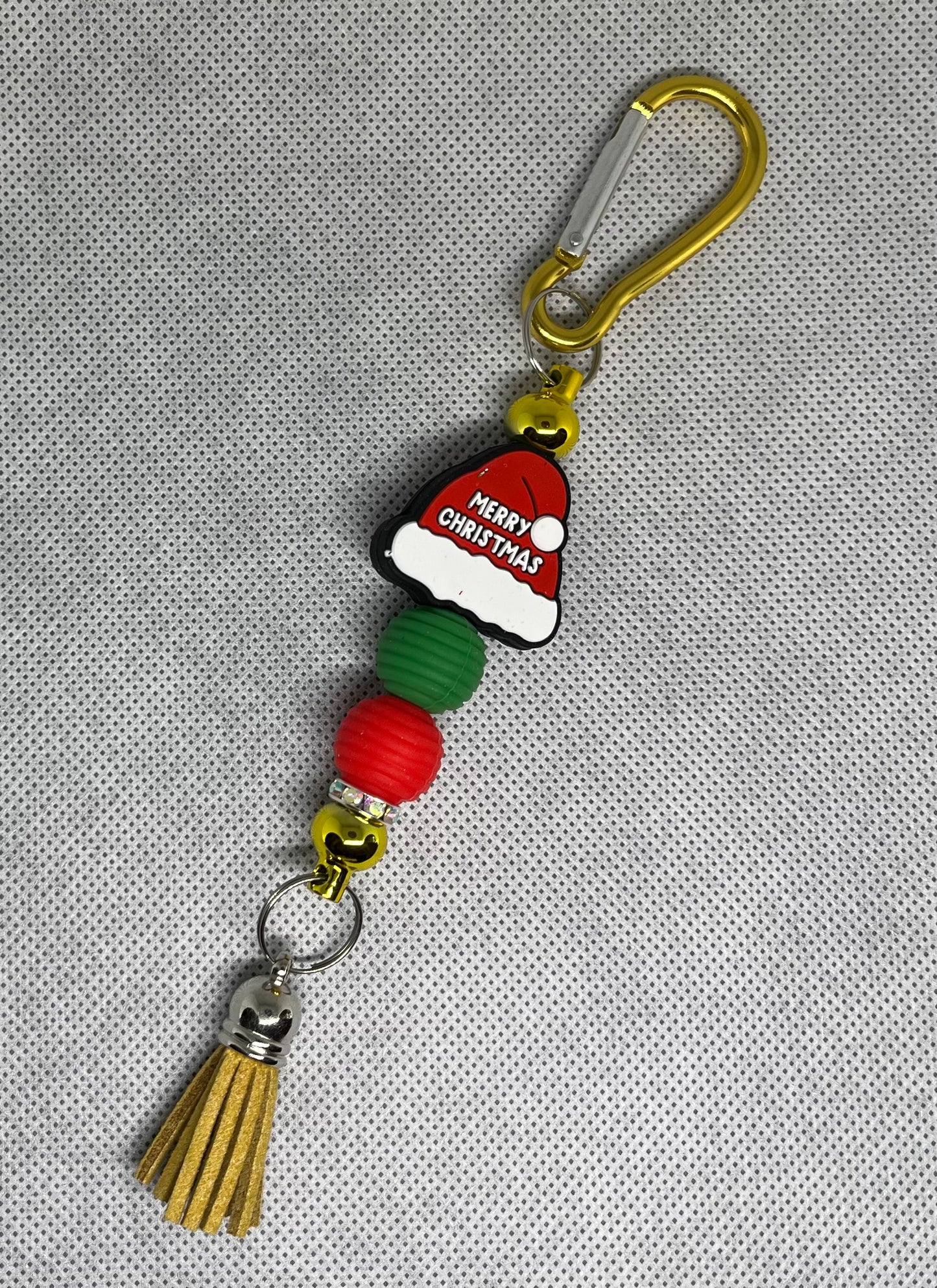 Santa Hat Beaded Carabiner