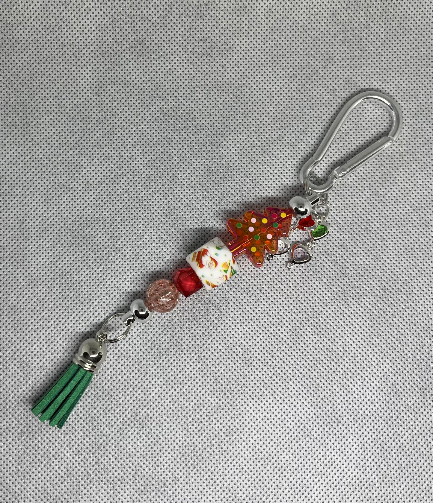 Christmas Tree Beaded Carabiner