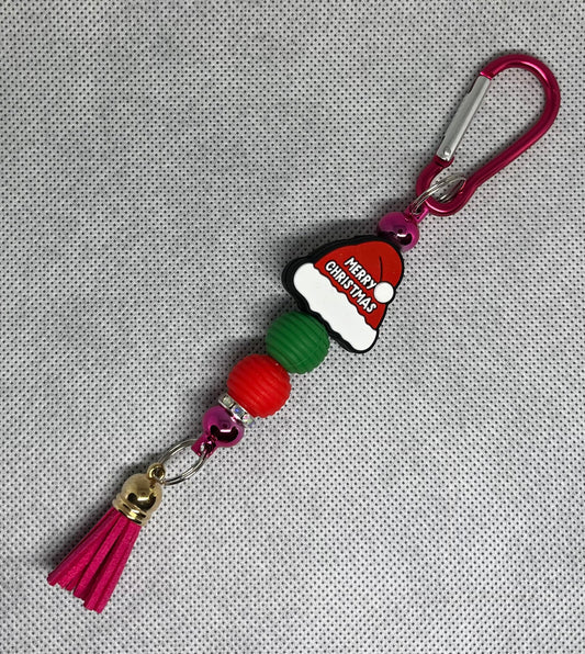 Santa Hat Beaded Carabiner