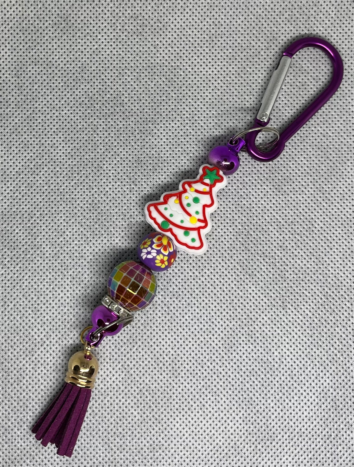 Christmas Tree Beaded Carabiner