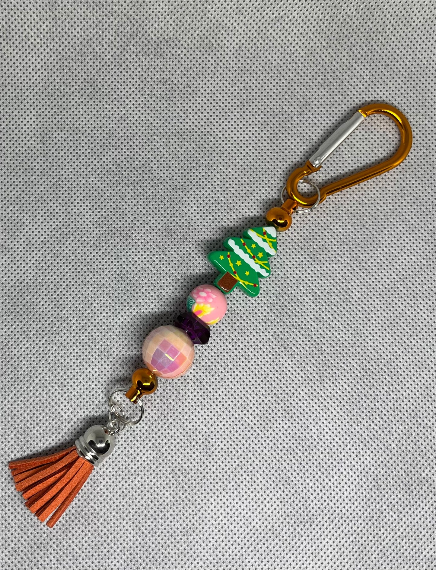 Christmas Tree Beaded Carabiner