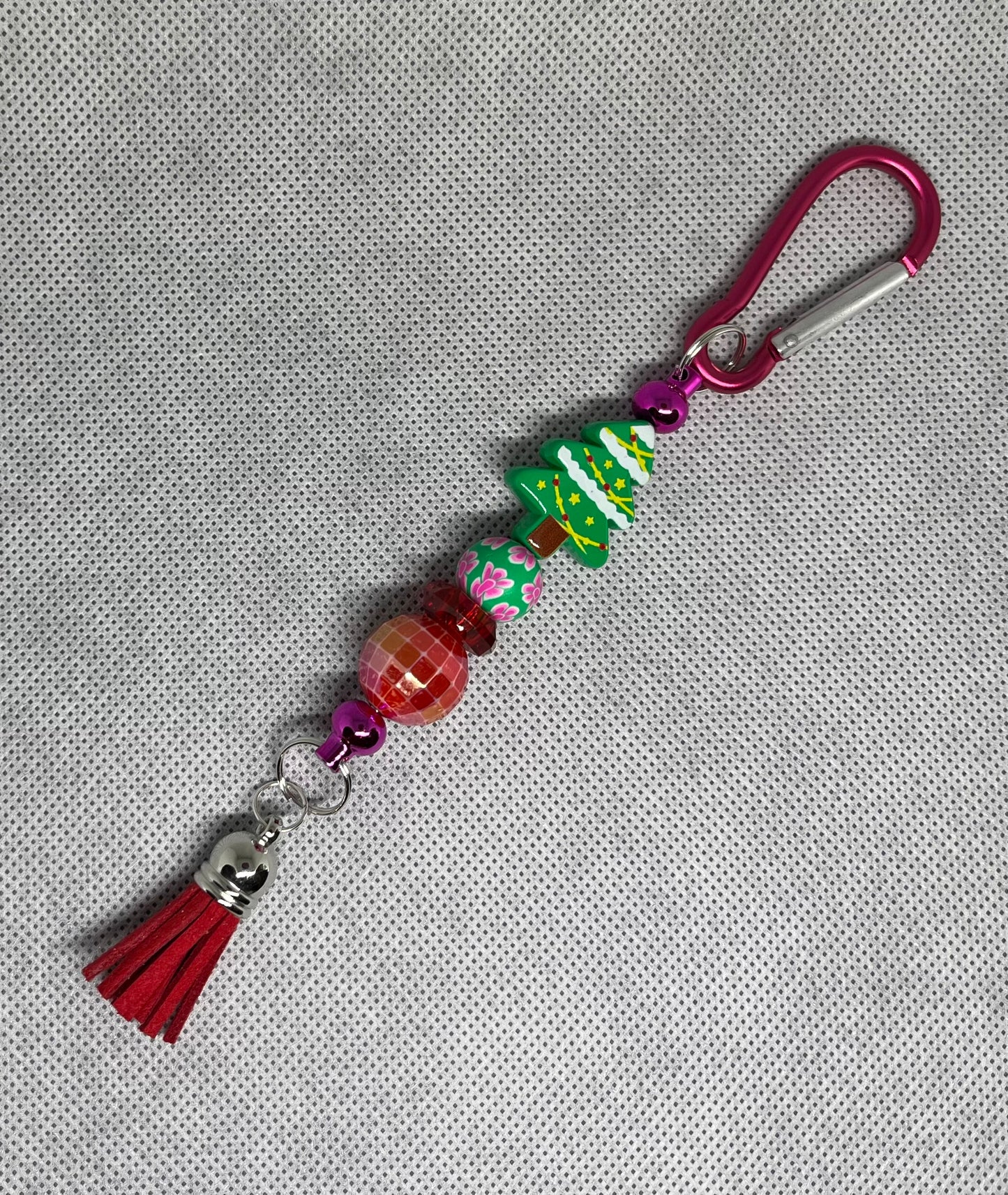 Christmas Tree Beaded Carabiner