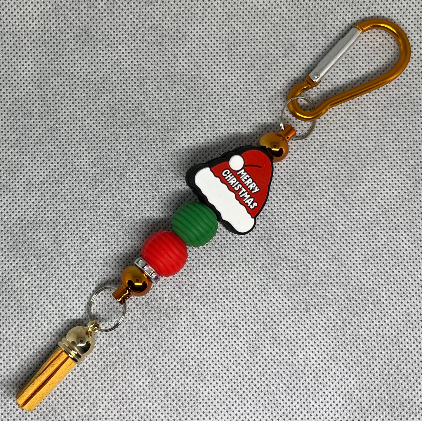 Santa Hat Beaded Carabiner