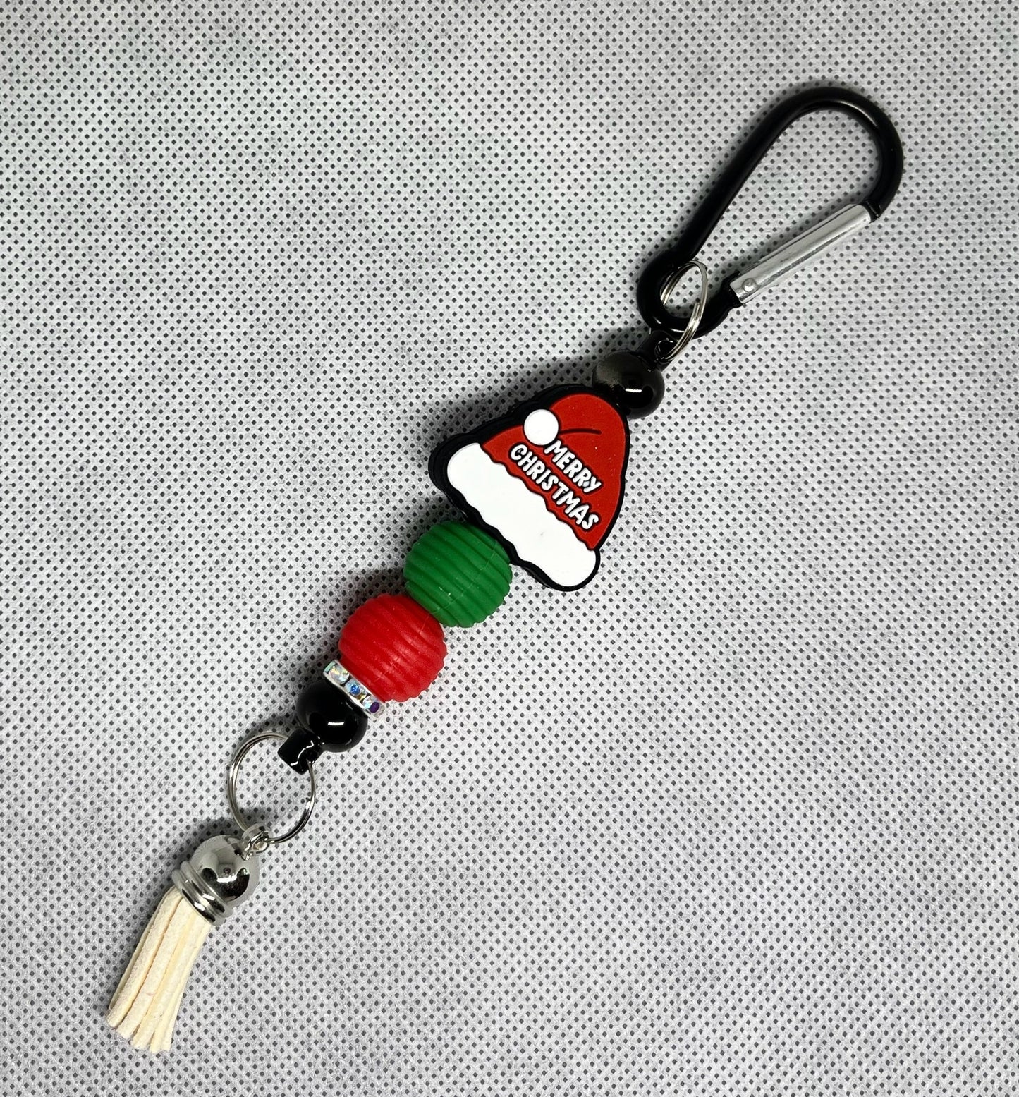 Santa Hat Beaded Carabiner