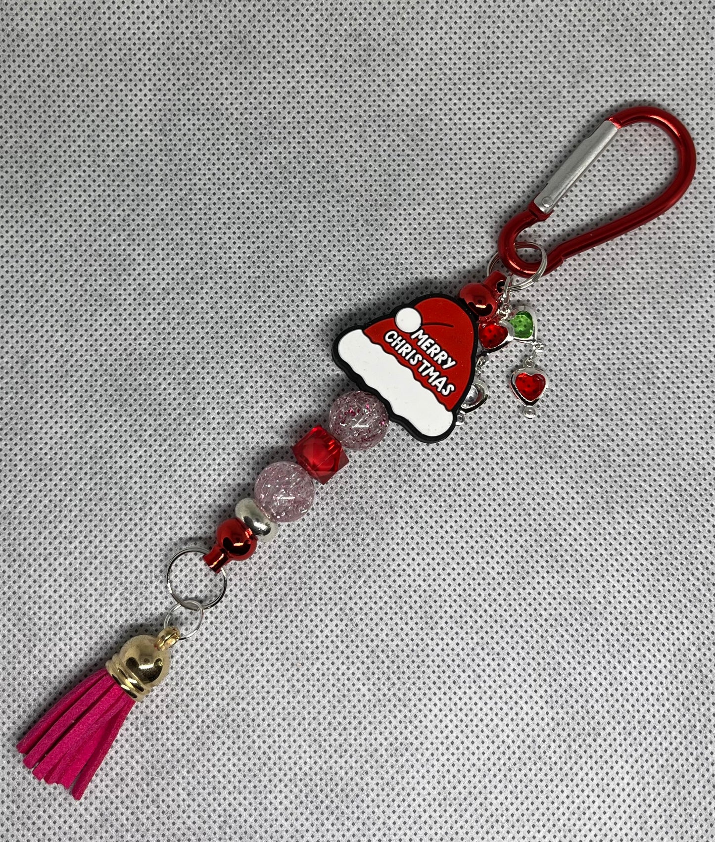 Santa Hat Beaded Carabiner