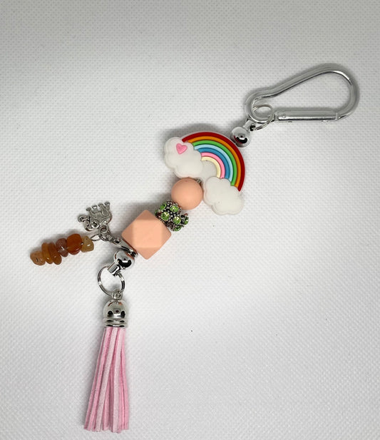 Rainbow Beaded Carabiner