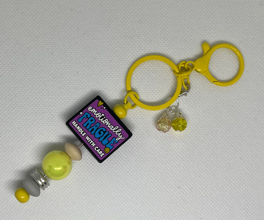 Handle w/Care Beaded Keychain