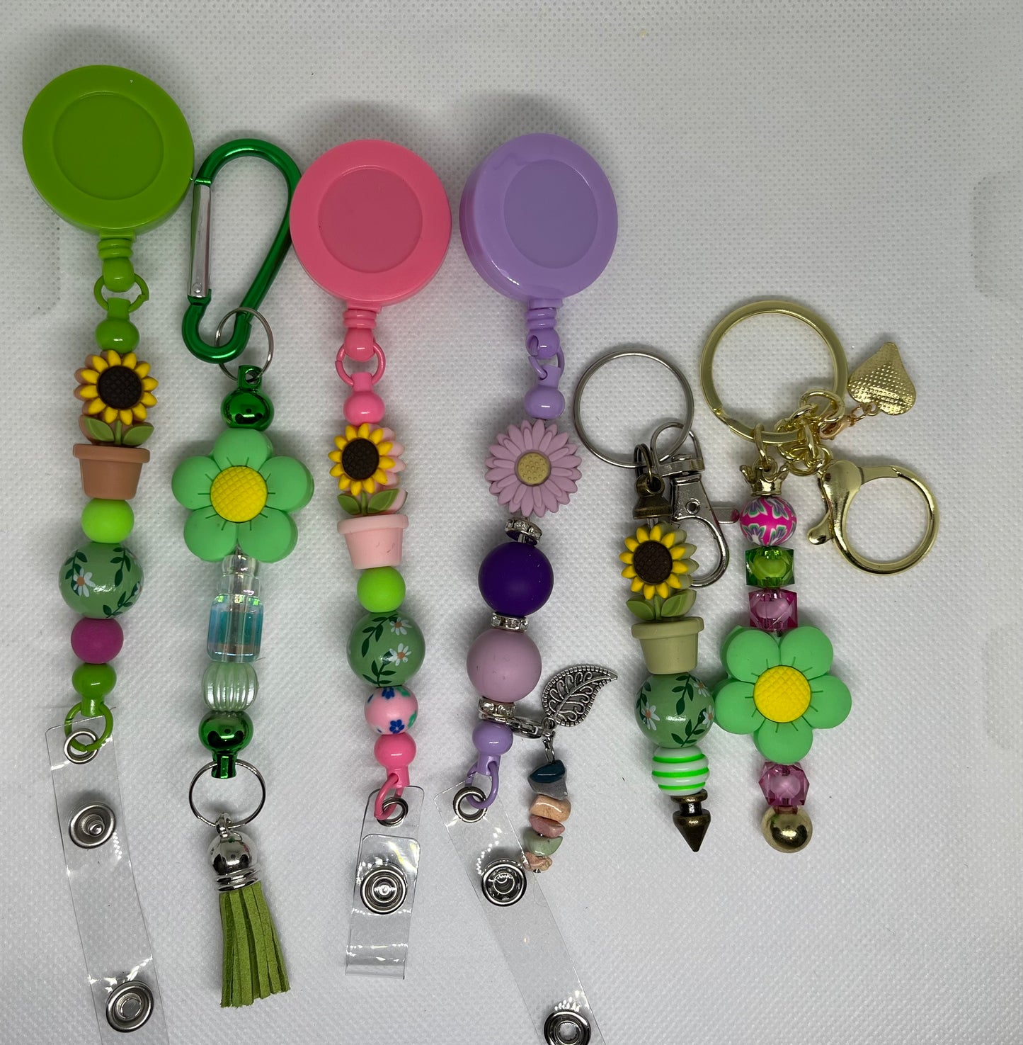 Flower Beaded Badges/Keychains