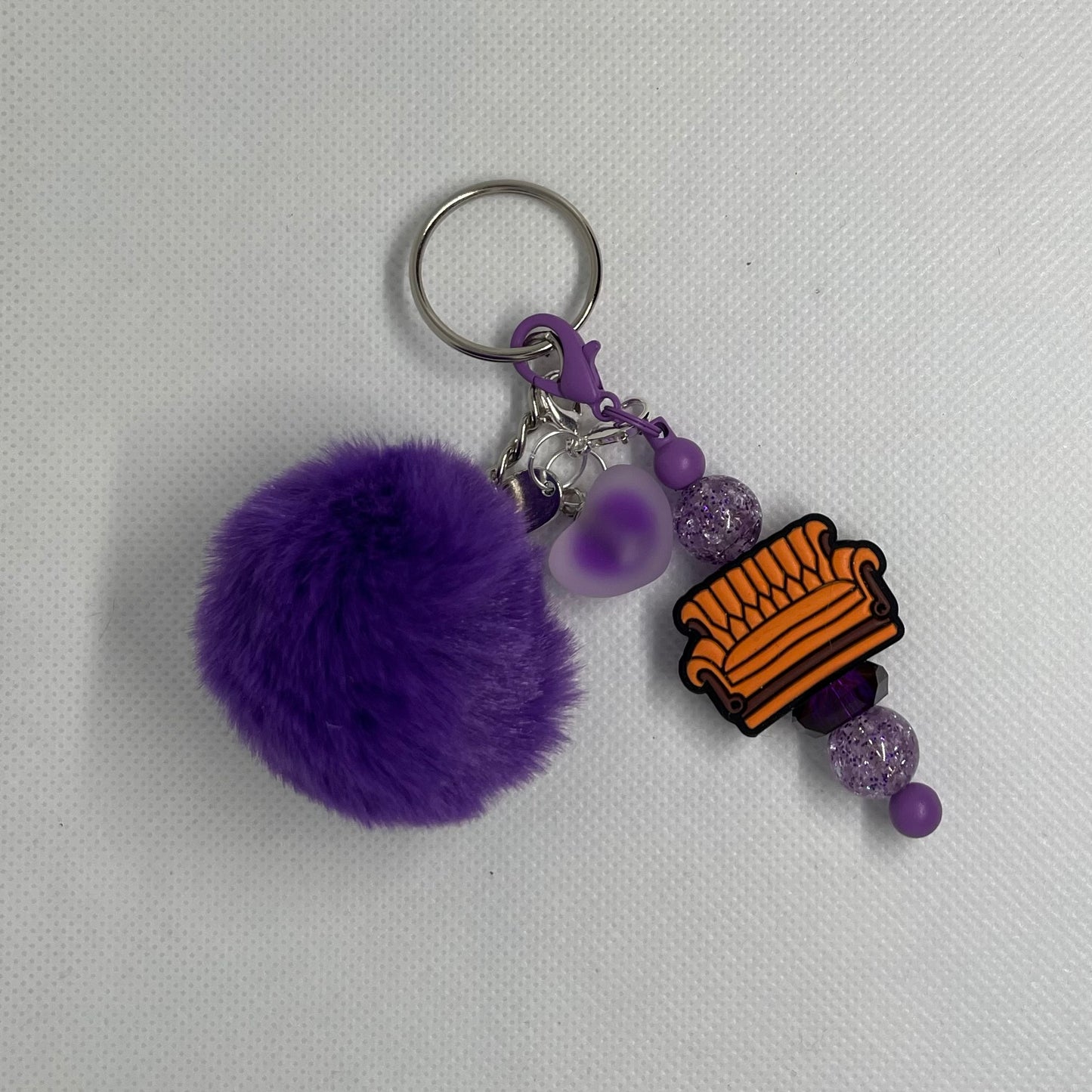 Small Purple Puffy Beaded Keychain