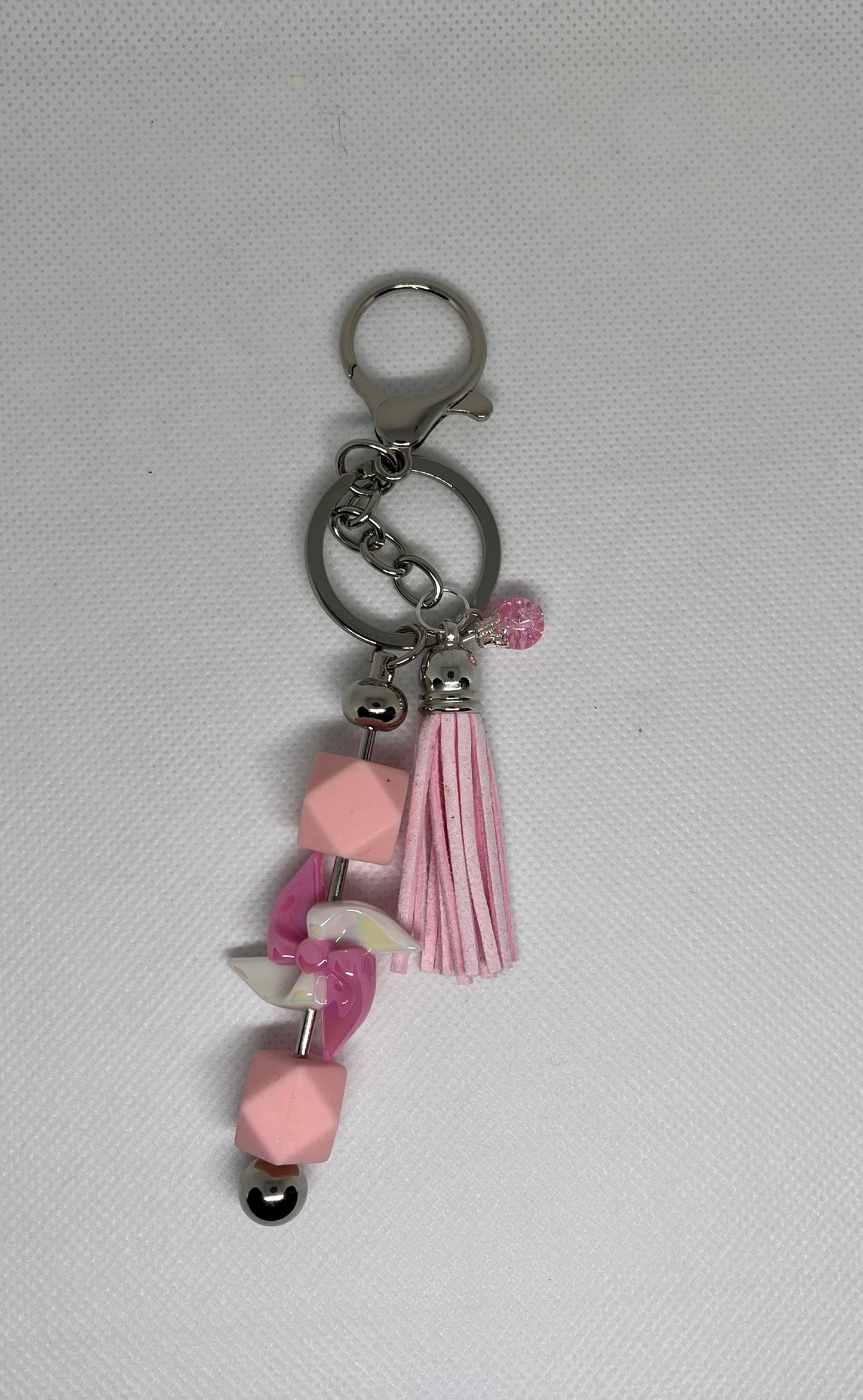 Pink Beaded Keychain