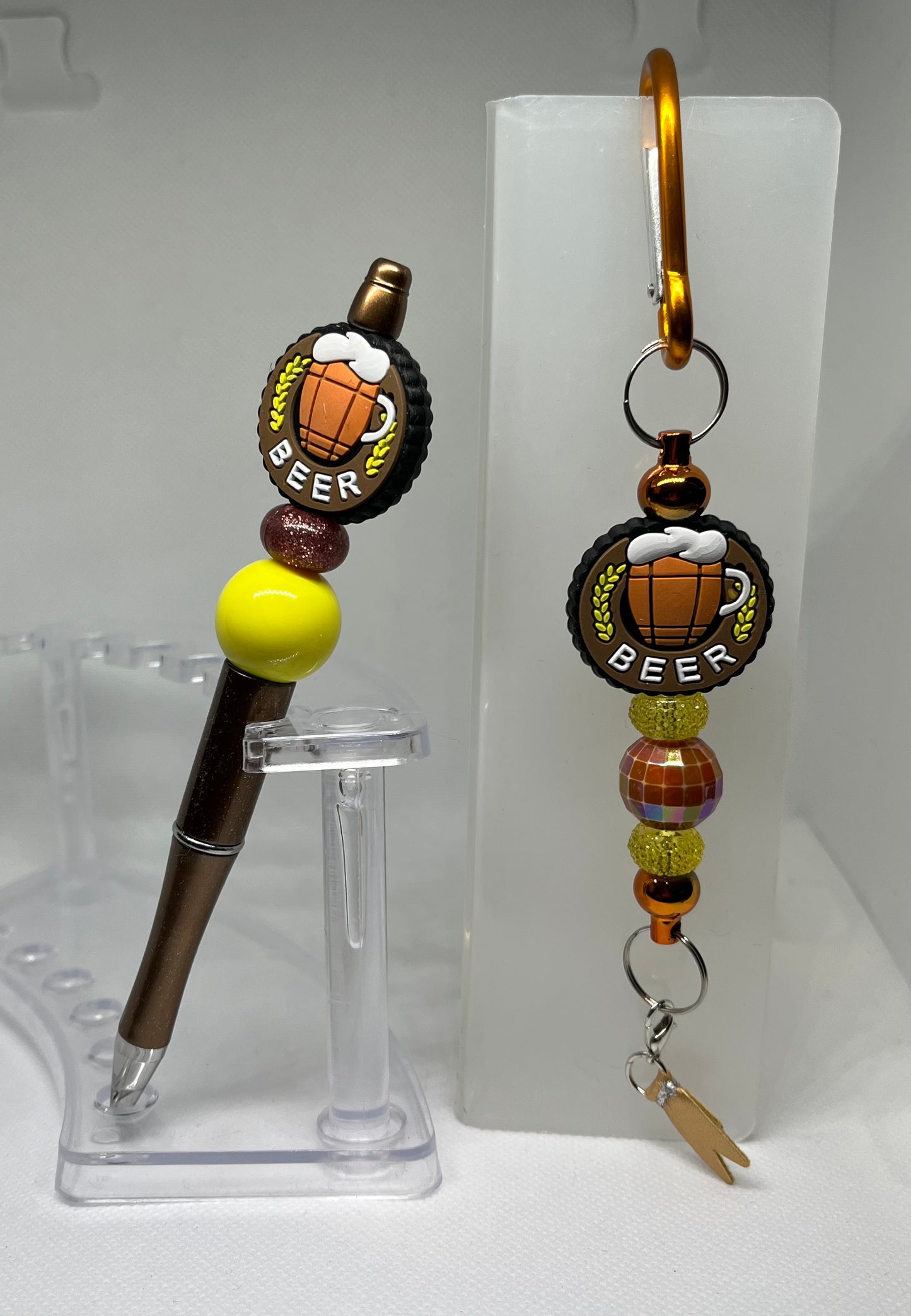 Beer Beaded Pen and Carabiner