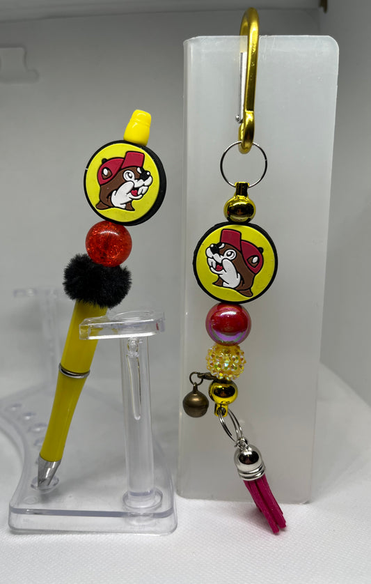 Bucee Beaded Pen and Carabiner