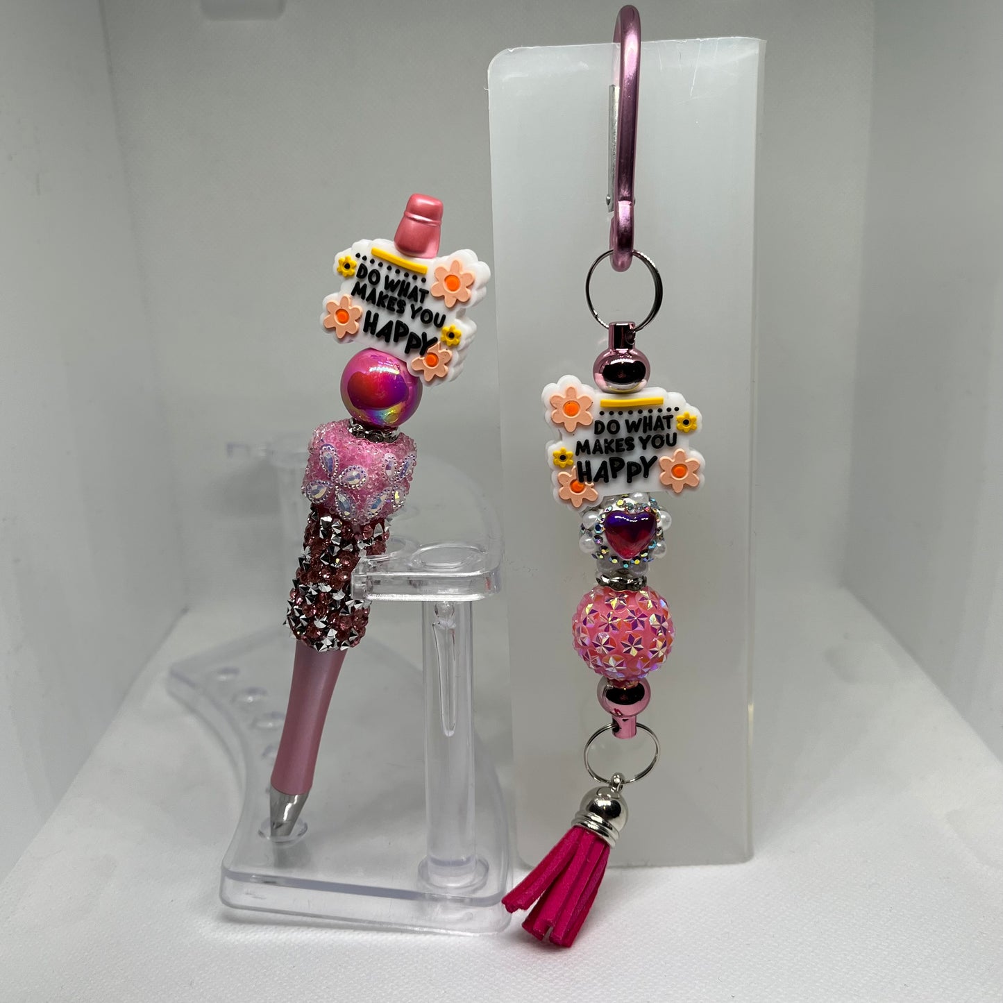 Happy Beaded Pen and Carabiner