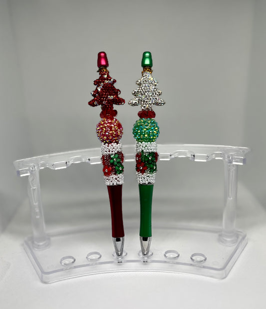 Shiney Christmas Beaded Tree Pen