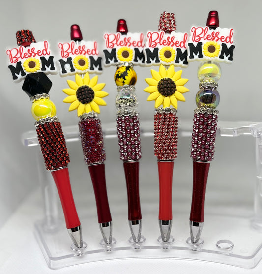Sunflower Blessed Mom Beaded Pen