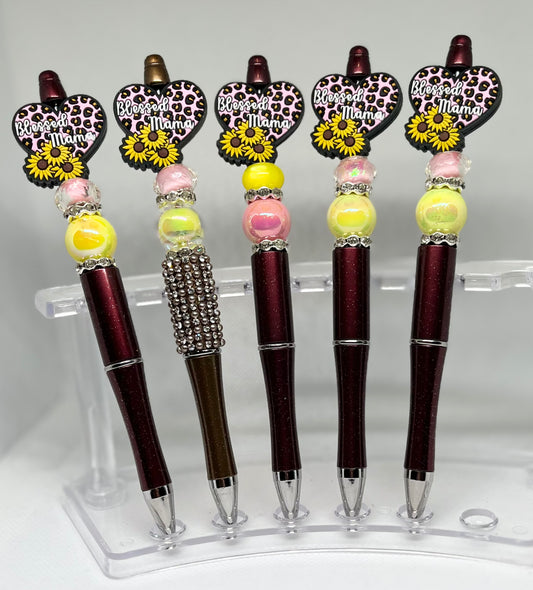 Sunflower Blessed Mom Beaded Pen