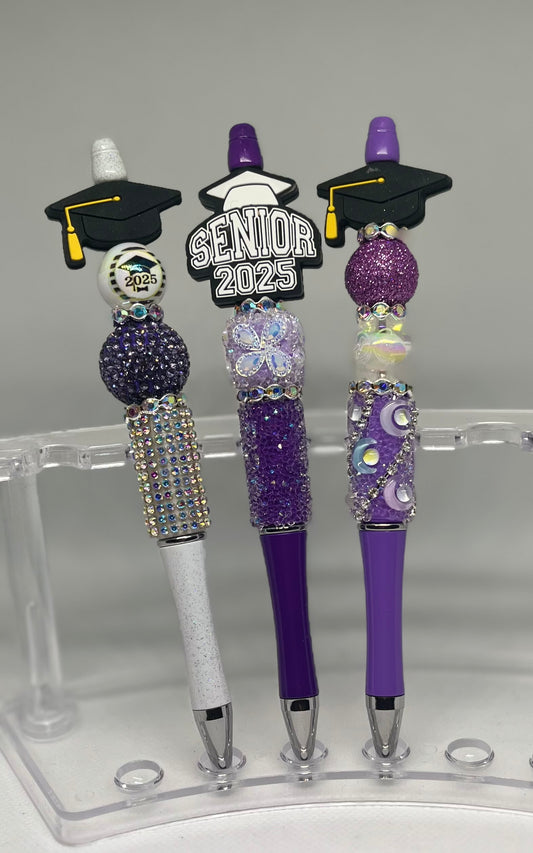 Senior 2025 Beaded Pen - Purple